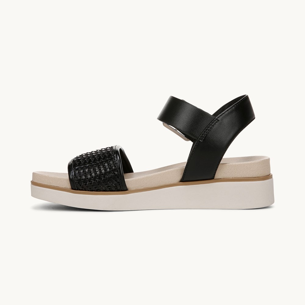LifeStride Gillian 2 Strappy Sandal - Black Faux Leather