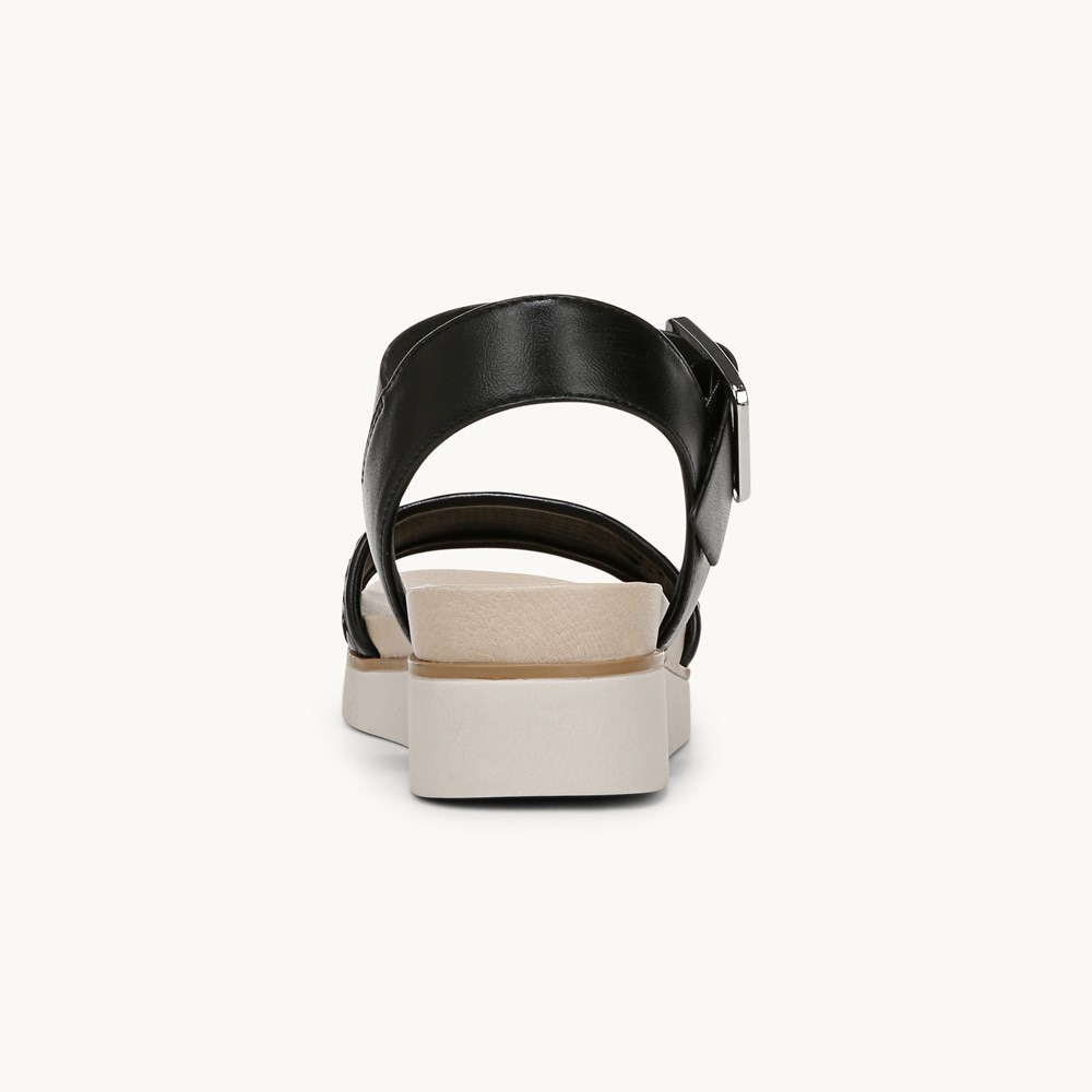 LifeStride Gillian 2 Strappy Sandal - Black Faux Leather