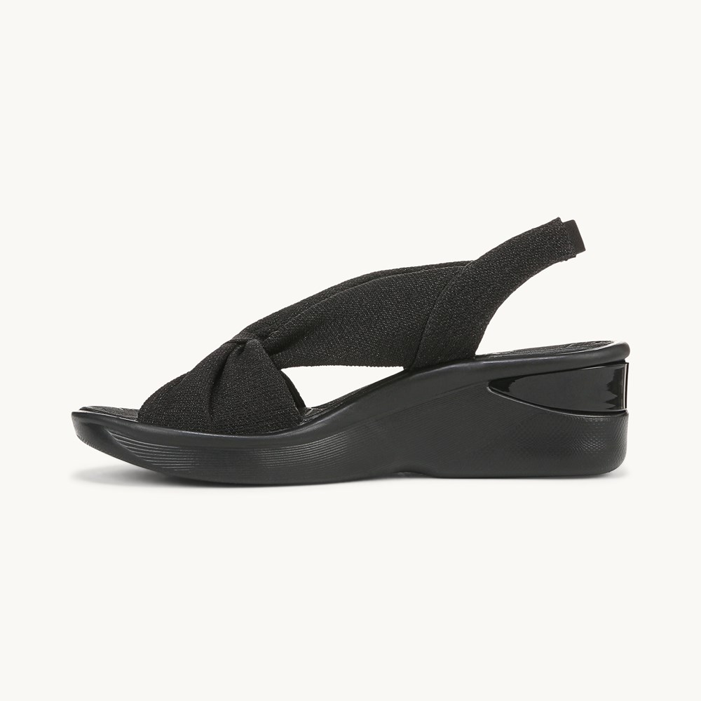 LifeStride Serenade Slide Slingback Sandal - Black Stretch Fabric