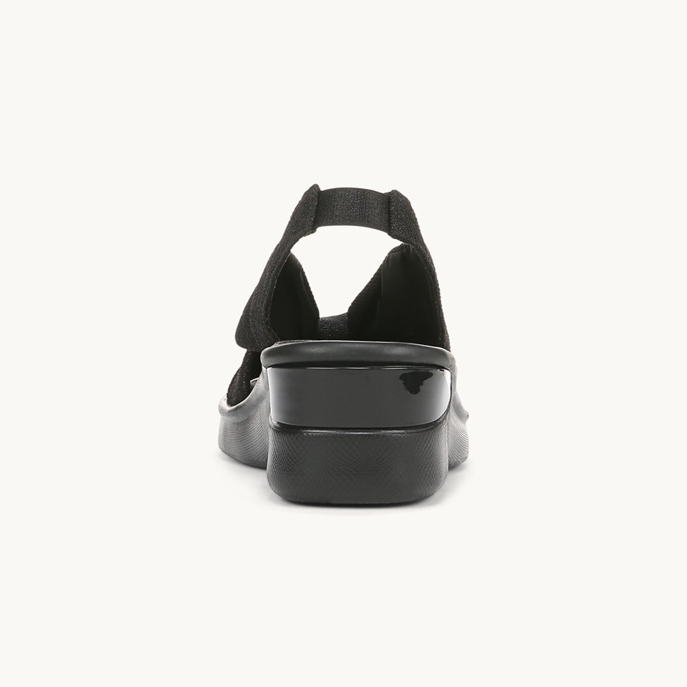 LifeStride Serenade Slide Slingback Sandal - Black Stretch Fabric