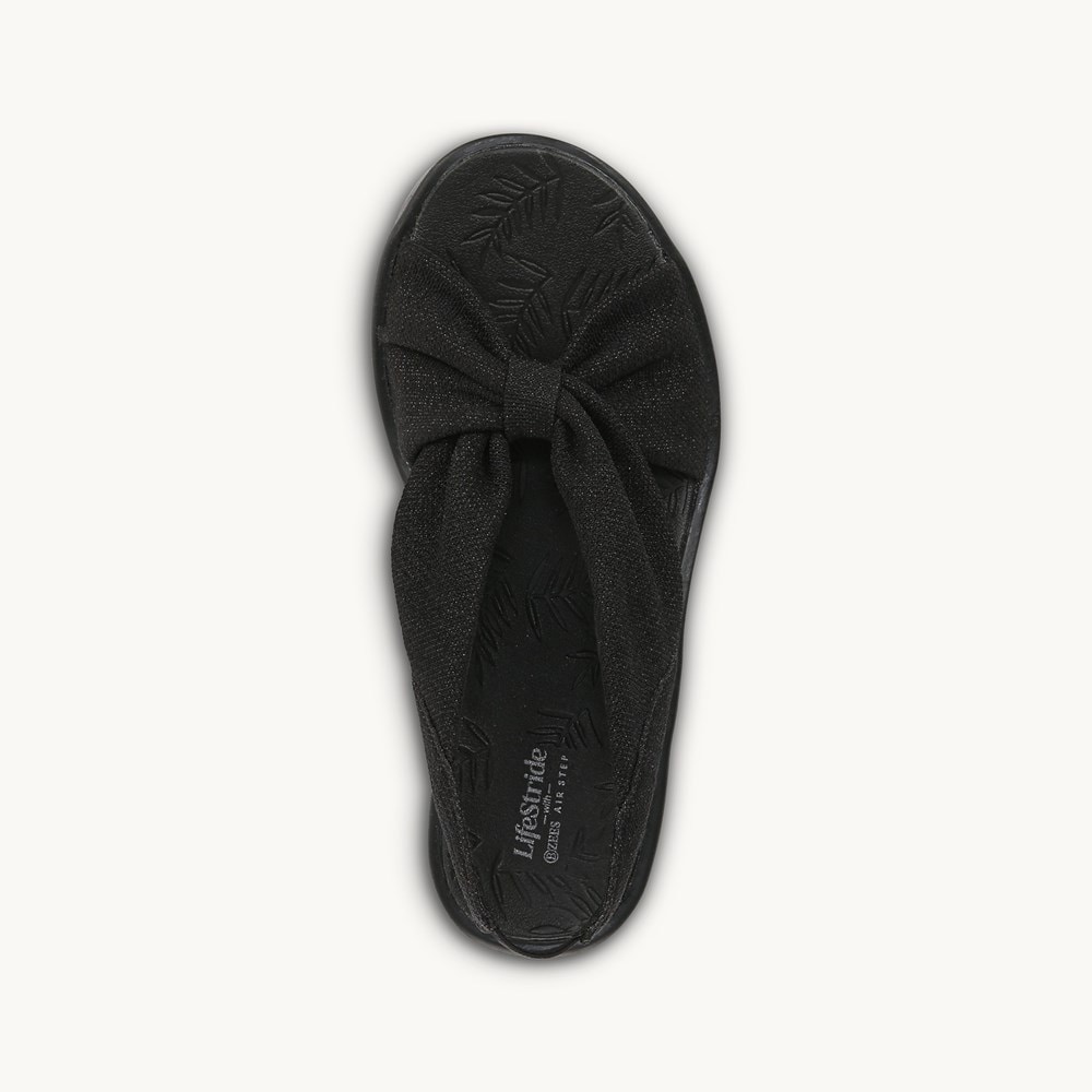 LifeStride Serenade Slide Slingback Sandal - Black Stretch Fabric