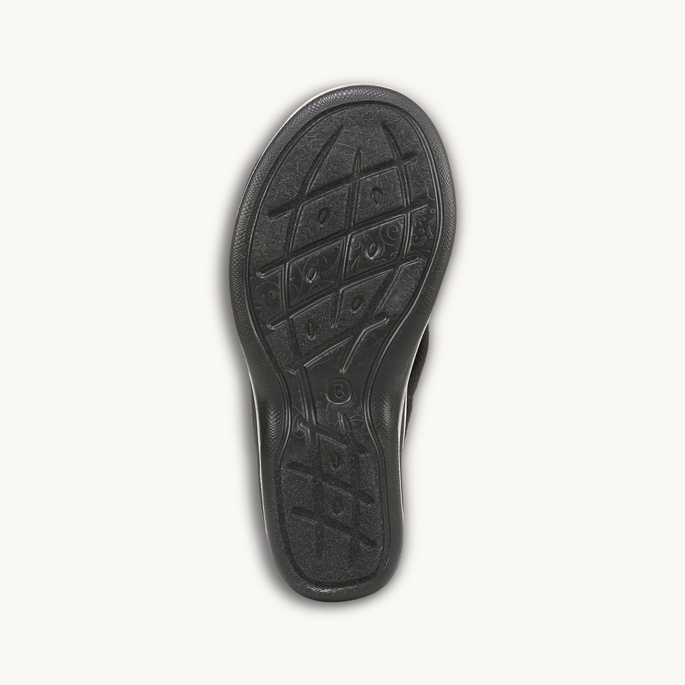 LifeStride Serenade Slide Slingback Sandal - Black Stretch Fabric