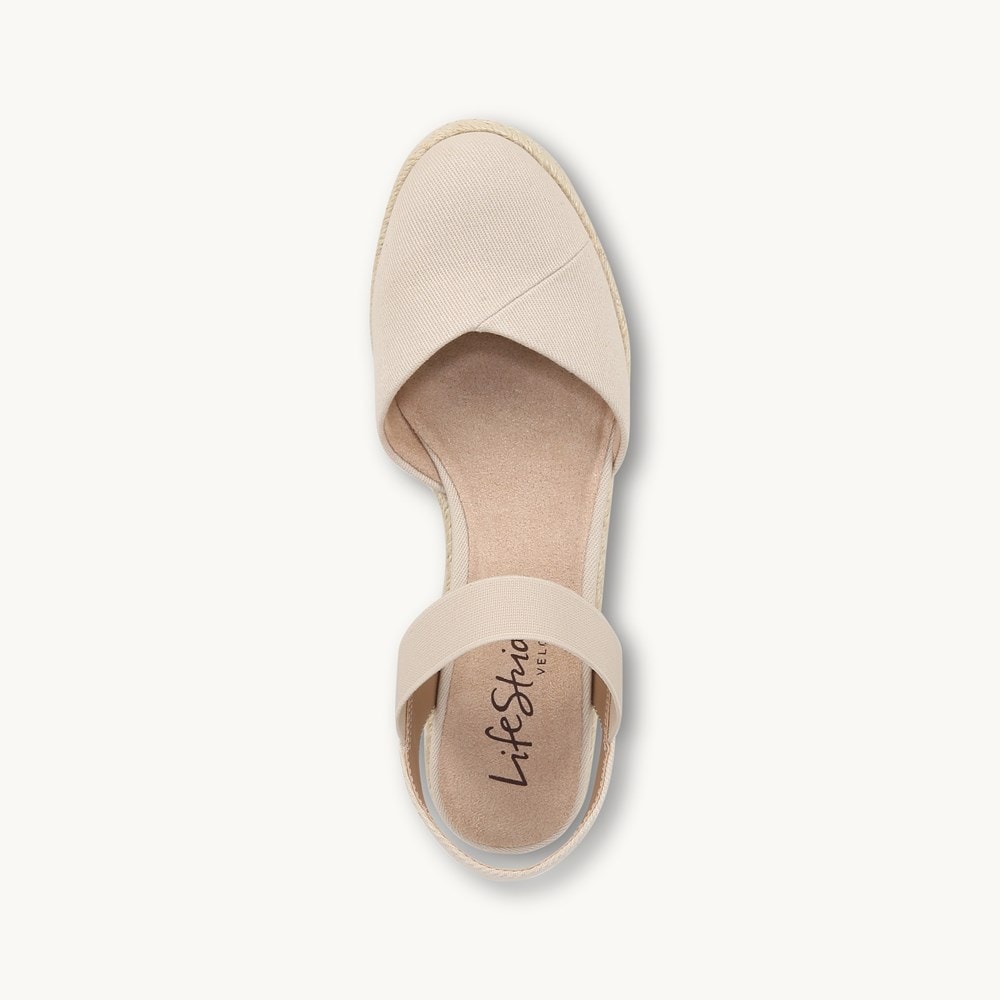 LifeStride Kimmie Espadrille Wedge - Beige Fabric