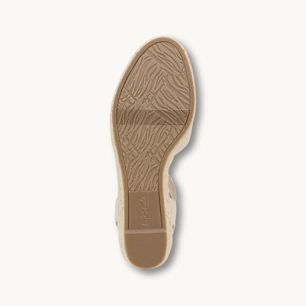 LifeStride Kimmie Espadrille Wedge - Beige Fabric