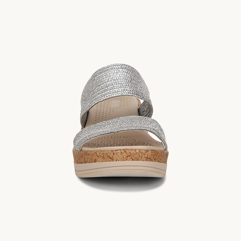 LifeStride Resort Wedge Sandal - Silver Fabric