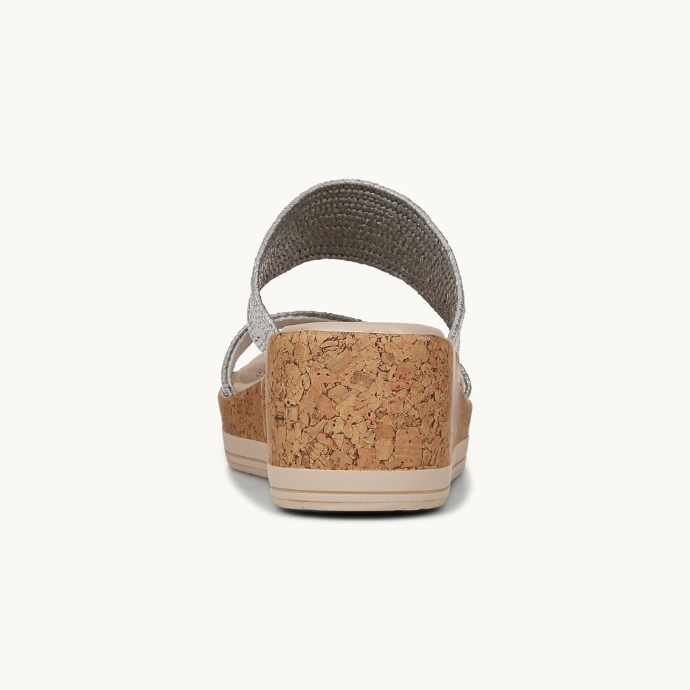 LifeStride Resort Wedge Sandal - Silver Fabric