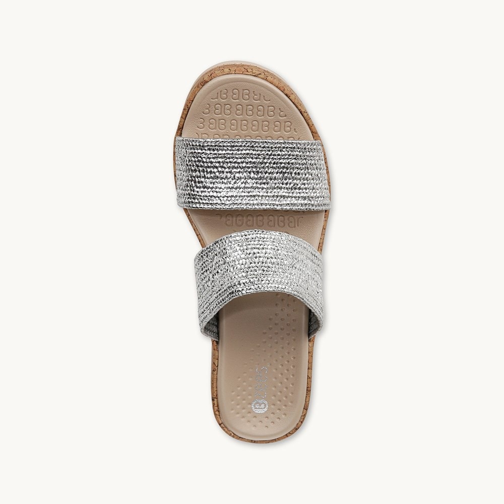 LifeStride Resort Wedge Sandal - Silver Fabric