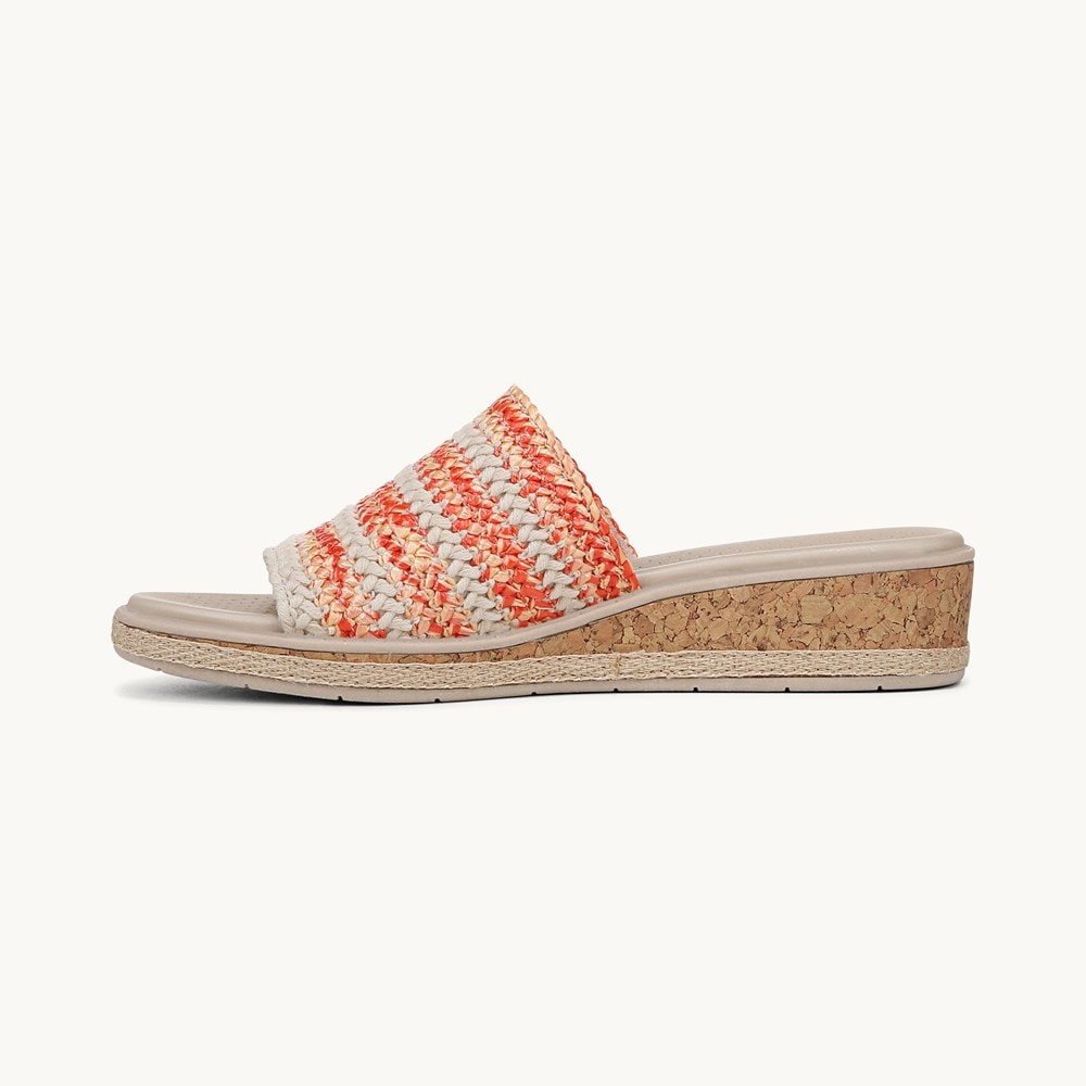 LifeStride Breezy Wedge Sandal - Coral Raffia Fabric