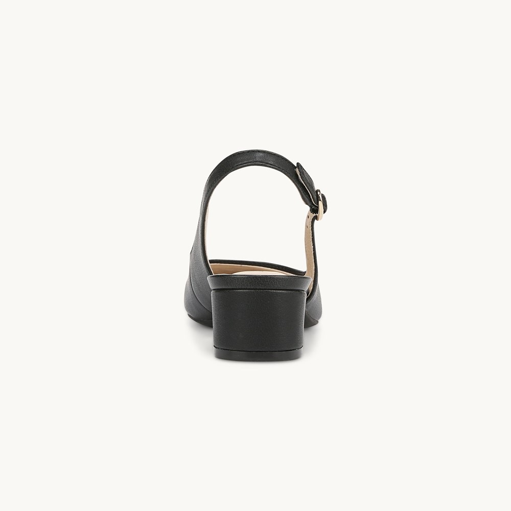 LifeStride Lorena Slingback - Black Faux Leather