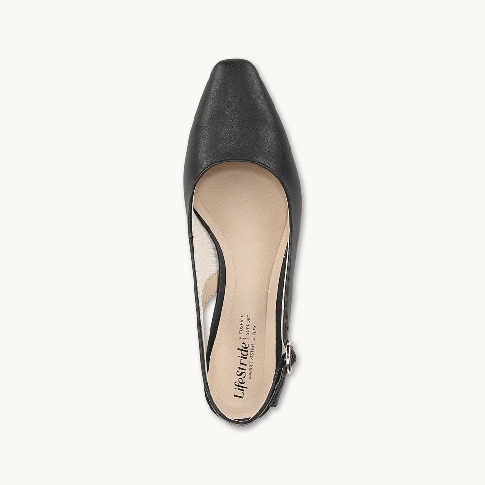 LifeStride Lorena Slingback - Black Faux Leather