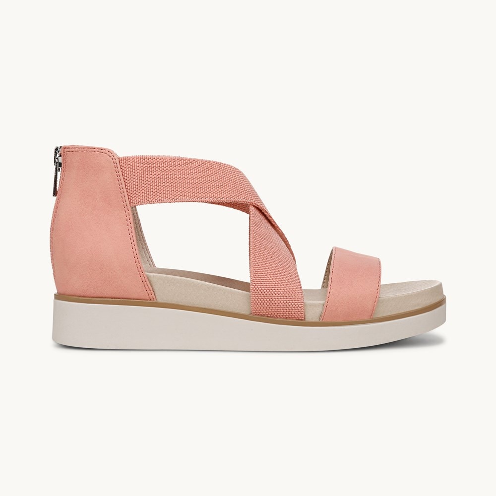 LifeStride Giselle Strappy Sandal - Coral Pink Faux Leather
