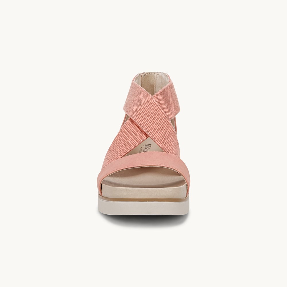 LifeStride Giselle Strappy Sandal - Coral Pink Faux Leather