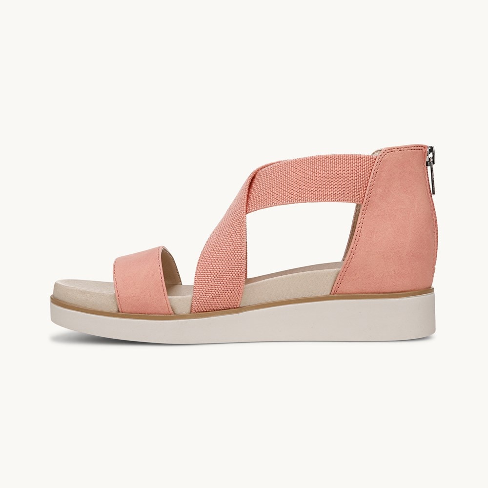 LifeStride Giselle Strappy Sandal - Coral Pink Faux Leather