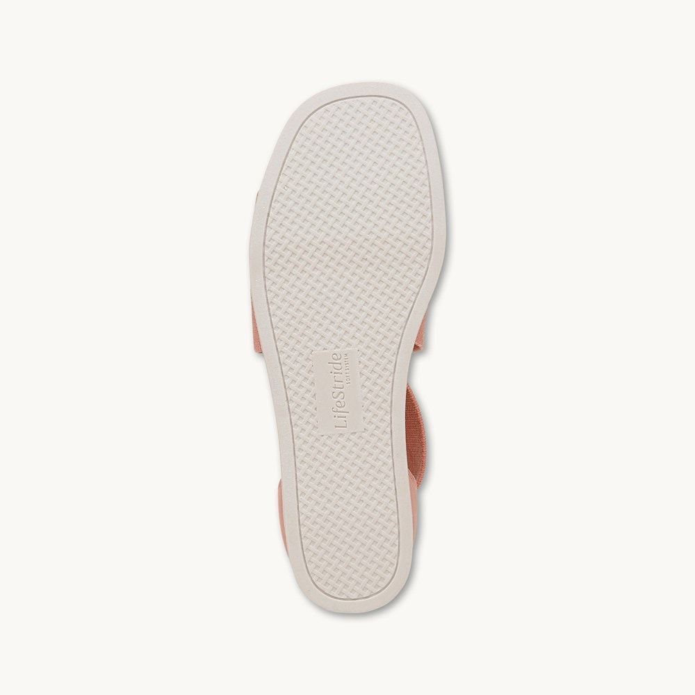 LifeStride Giselle Strappy Sandal - Coral Pink Faux Leather