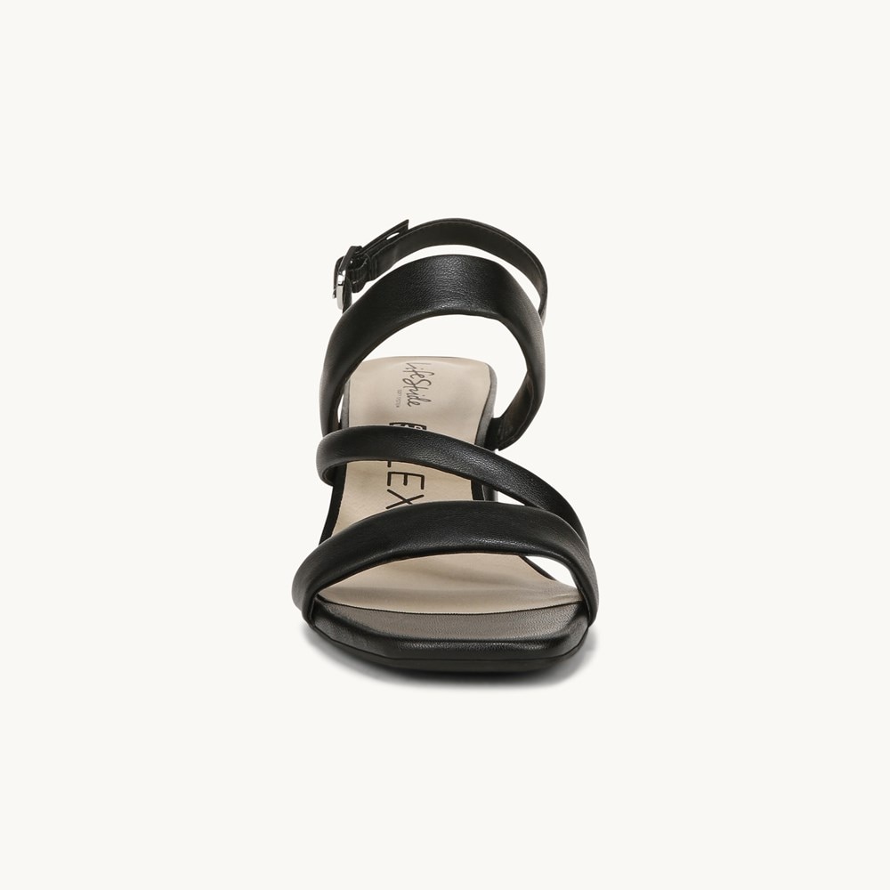 LifeStride Celia Strappy Sandal - Black Faux Leather