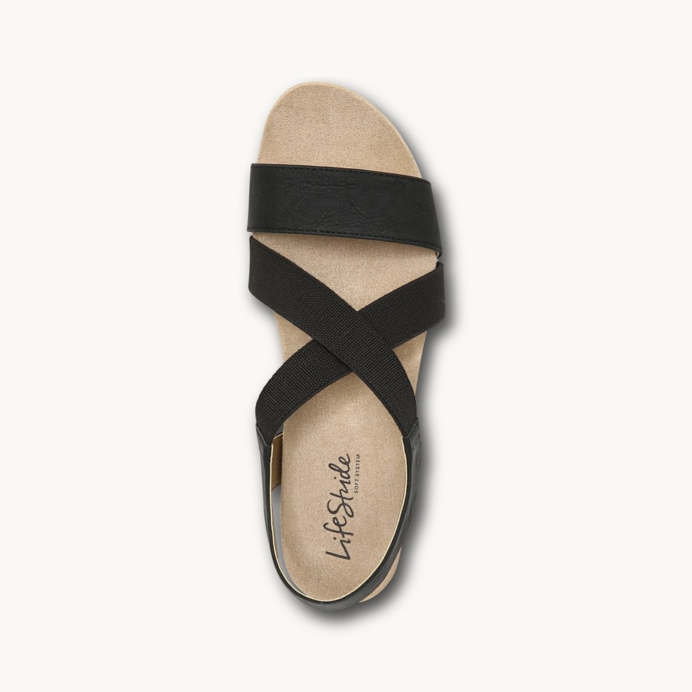 LifeStride Mexico Wedge Sandal - Black