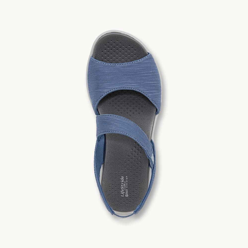 LifeStride Cheerful Strappy Sandal - Elemental Blue Waxy Fabric