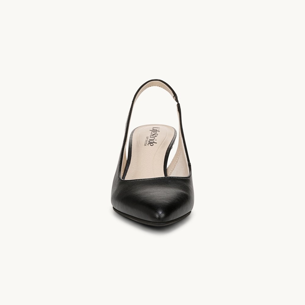 LifeStride Annalise Slingback Pump - Black Faux Leather