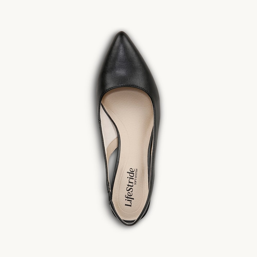 LifeStride Annalise Slingback Pump - Black Faux Leather