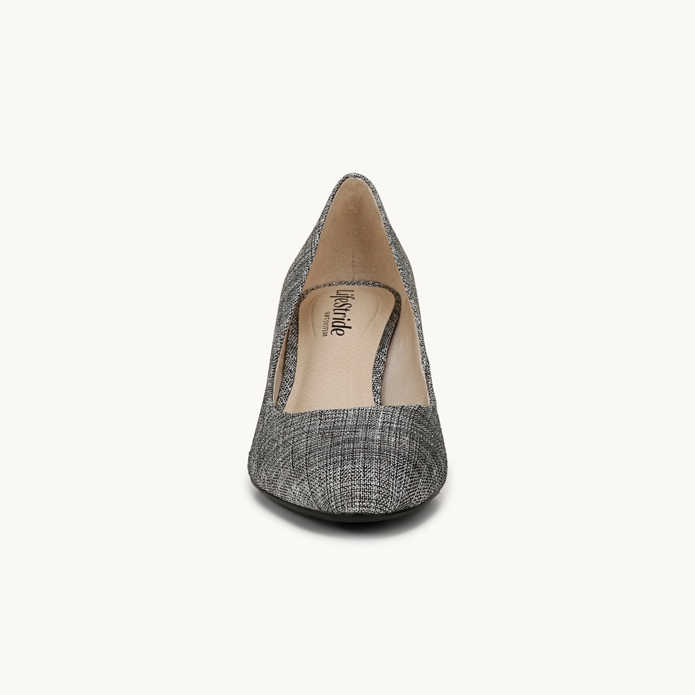 LifeStride Taylor Block Heel Pump - Black Tweed Fabric