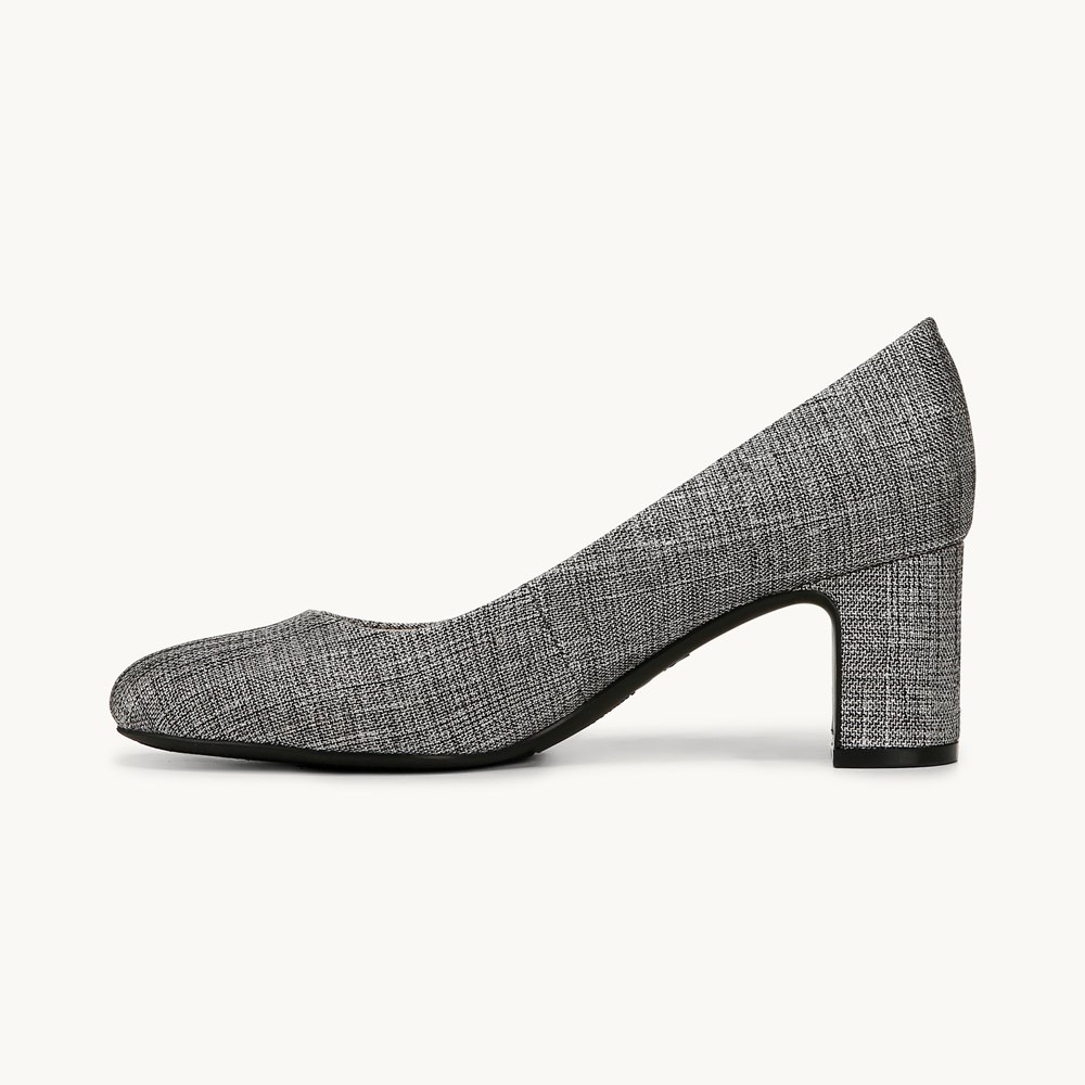 LifeStride Taylor Block Heel Pump - Black Tweed Fabric