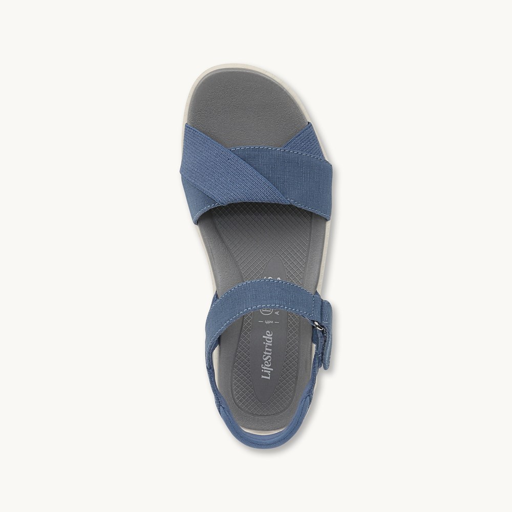 LifeStride Lane Strappy Sandal - Elemental Blue Denim Fabric