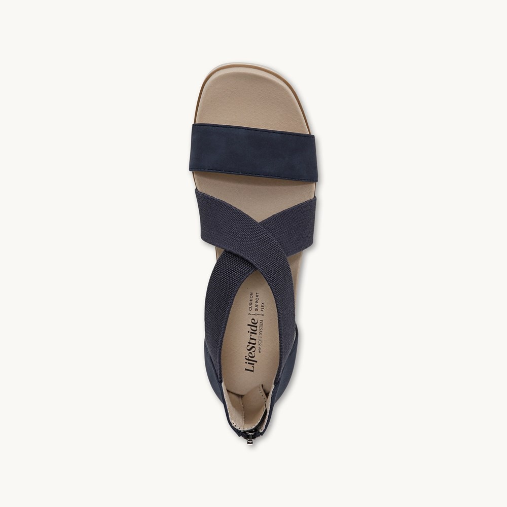 LifeStride Giselle Strappy Sandal - Lux Navy Faux Leather