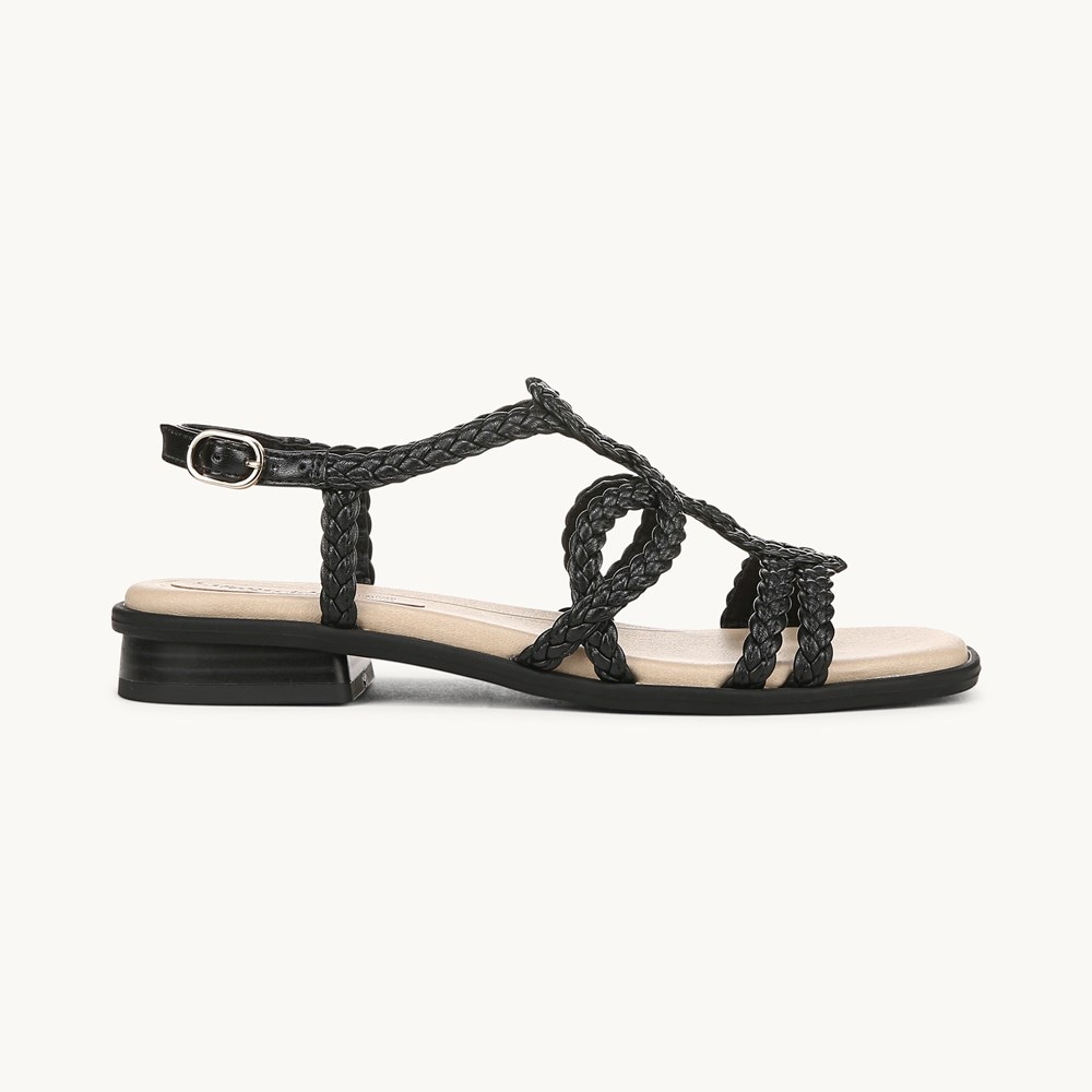 LifeStride Reagan Strappy Sandal - Black Faux Leather