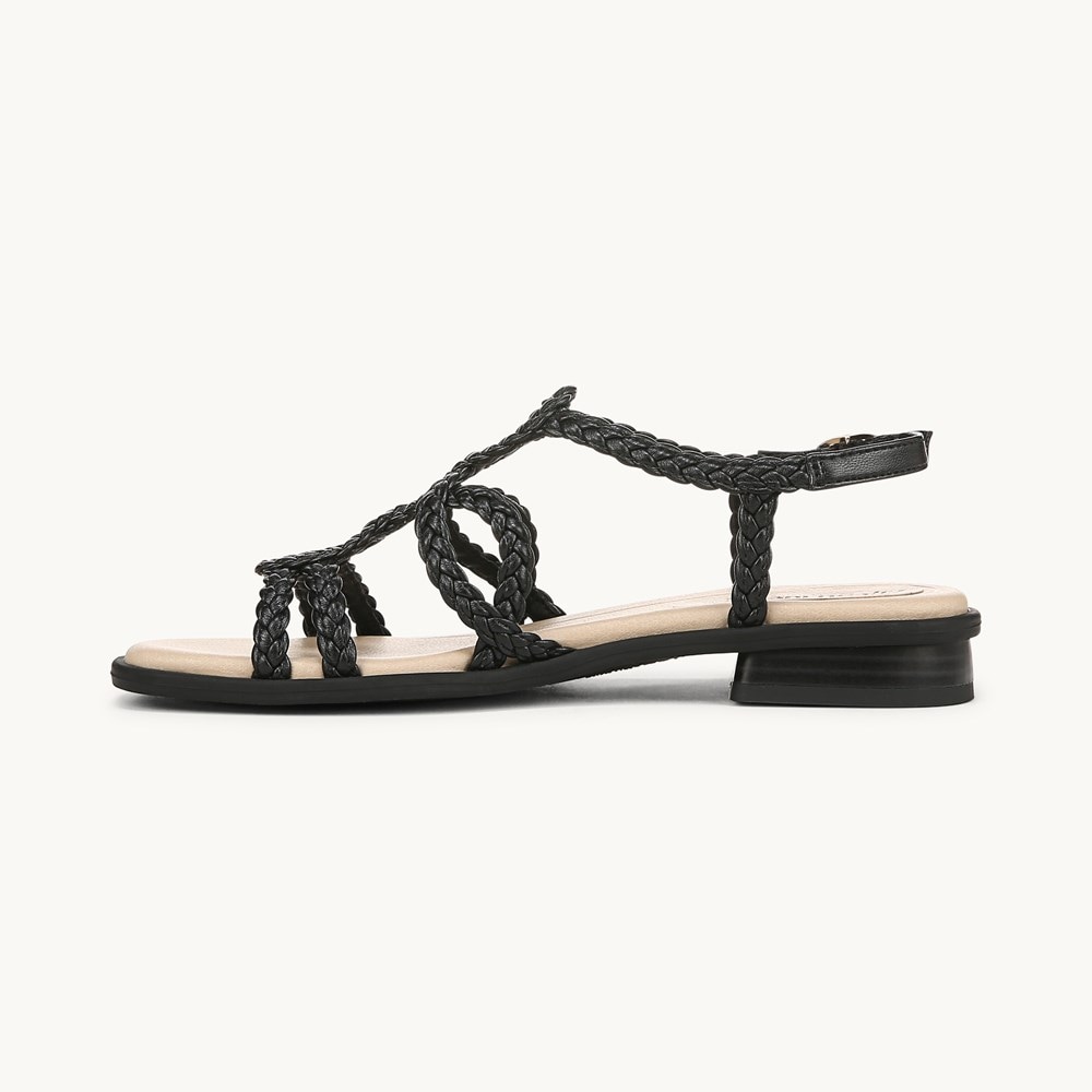 LifeStride Reagan Strappy Sandal - Black Faux Leather