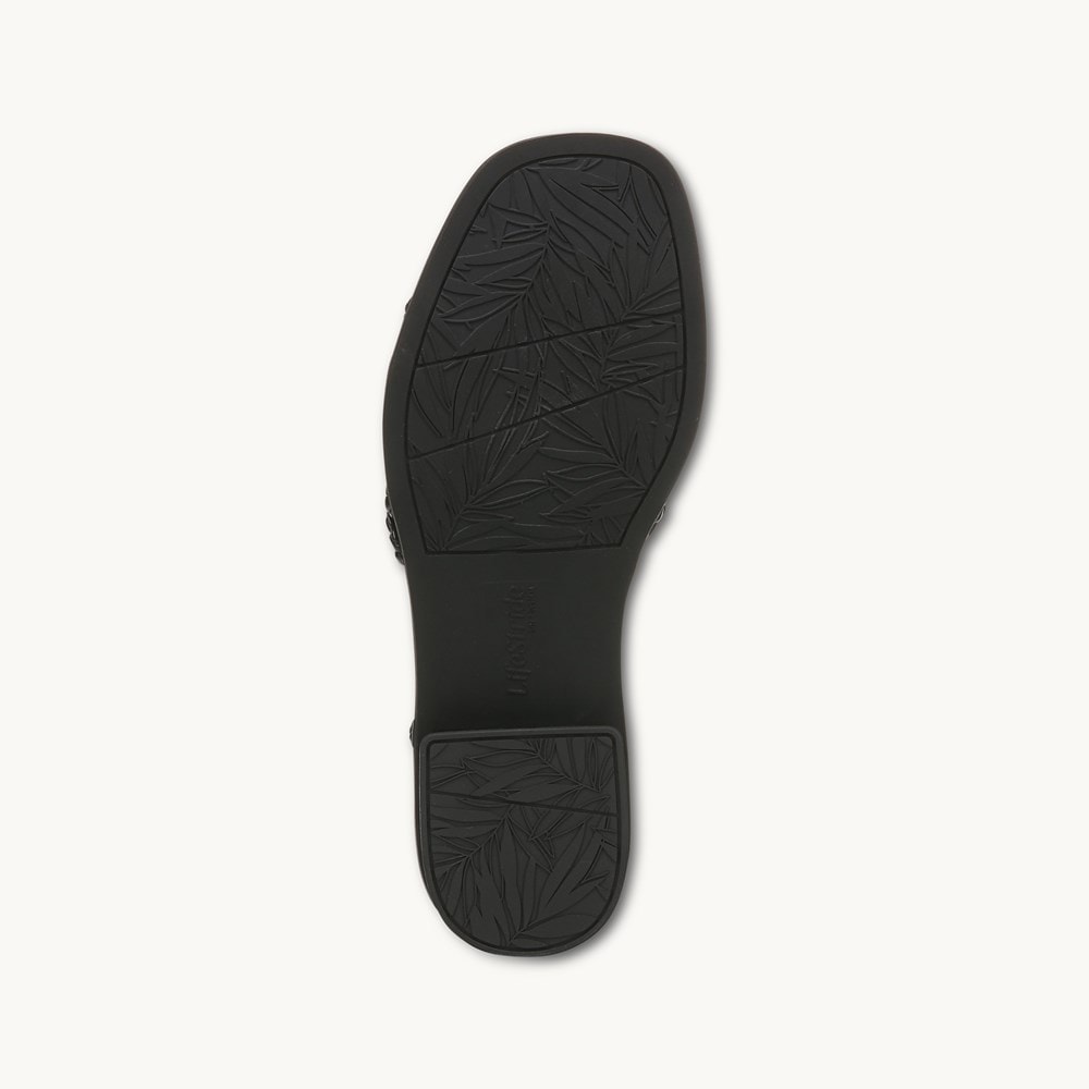 LifeStride Reagan Strappy Sandal - Black Faux Leather