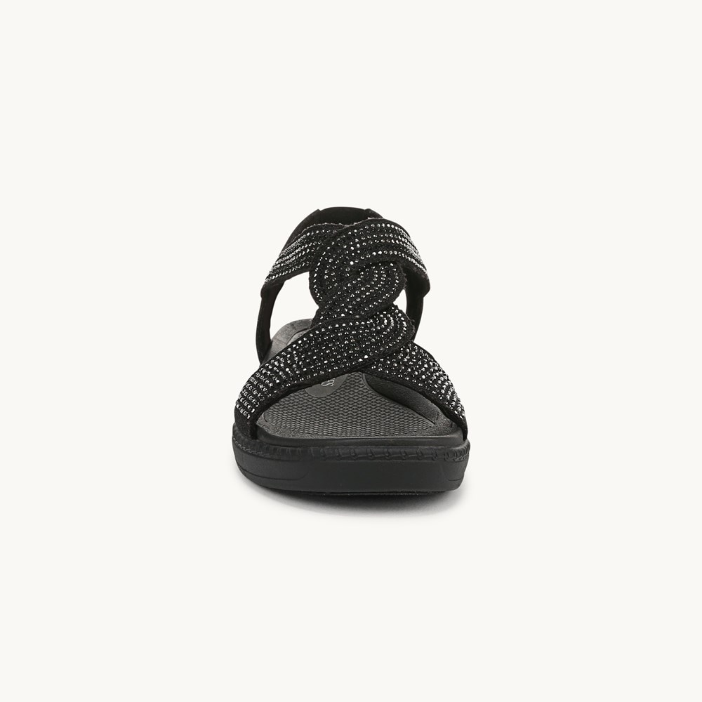LifeStride Lilly Bright Strappy Sandal - Black Stretch Fabric