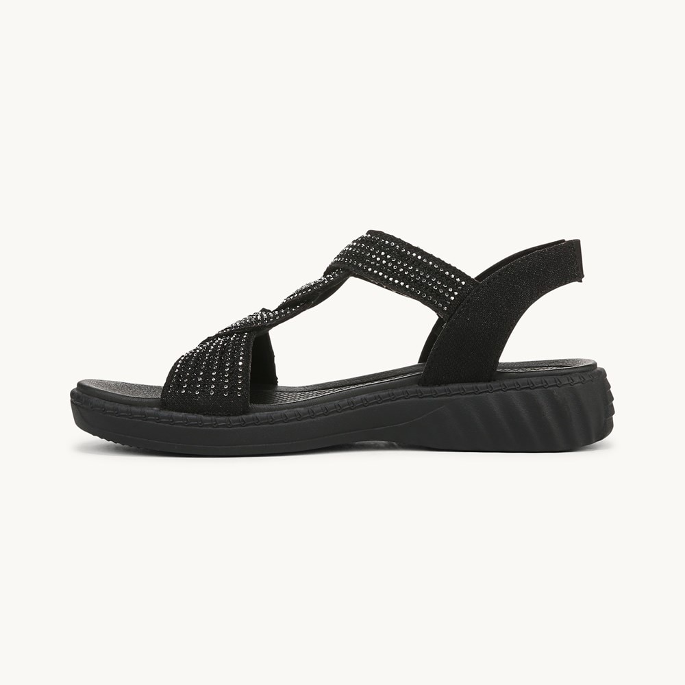 LifeStride Lilly Bright Strappy Sandal - Black Stretch Fabric