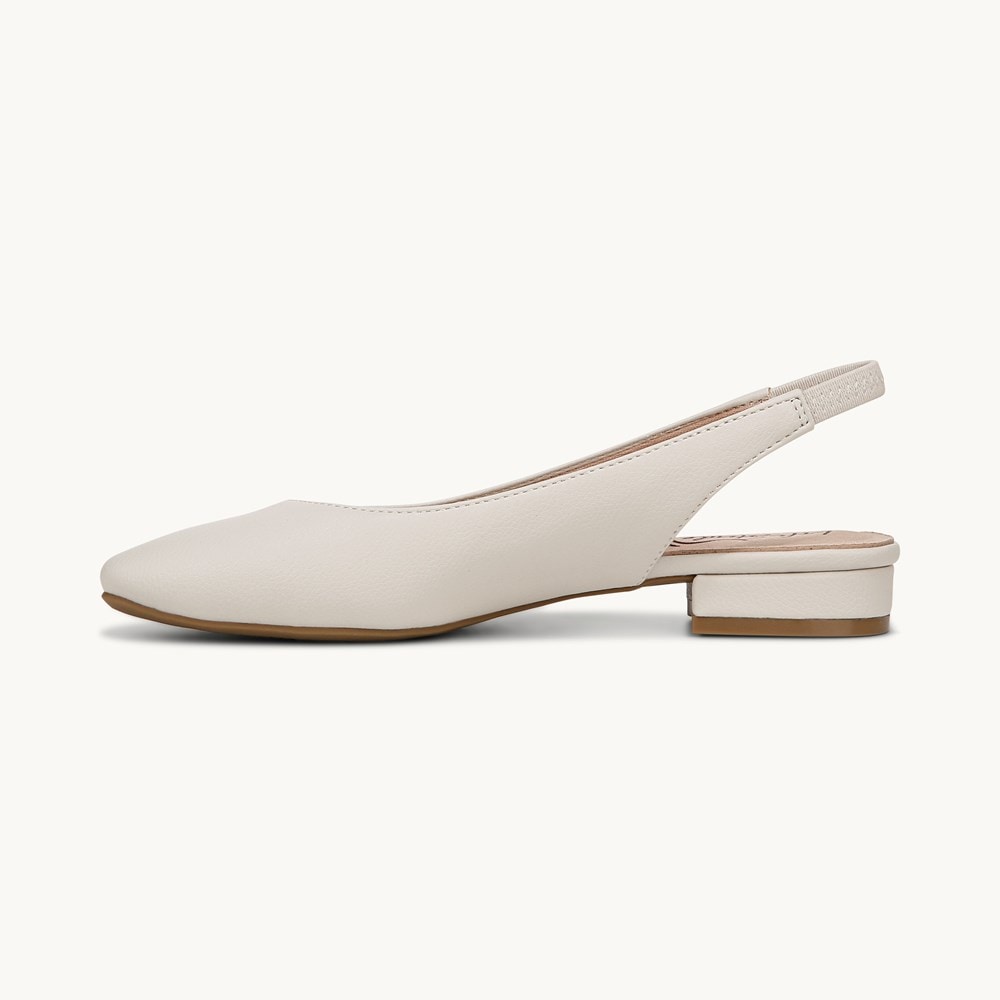 LifeStride Claire Slingback Flat - Bone White Faux Leather
