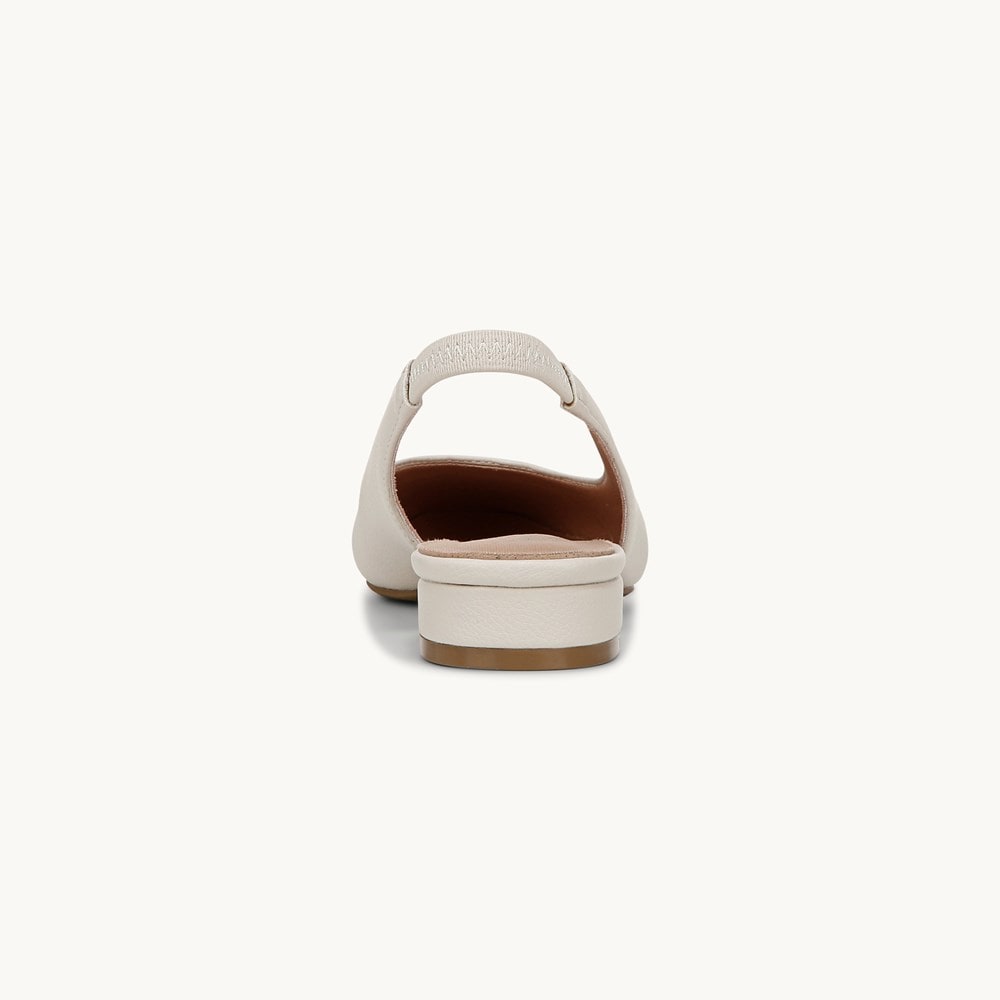 LifeStride Claire Slingback Flat - Bone White Faux Leather