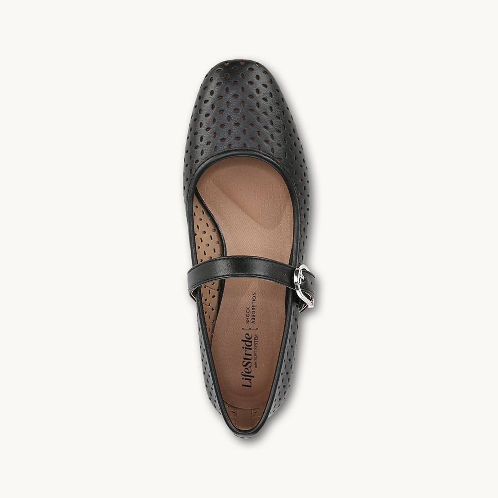 LifeStride Cameo 3 Mary Jane Flat - Black Faux Leather