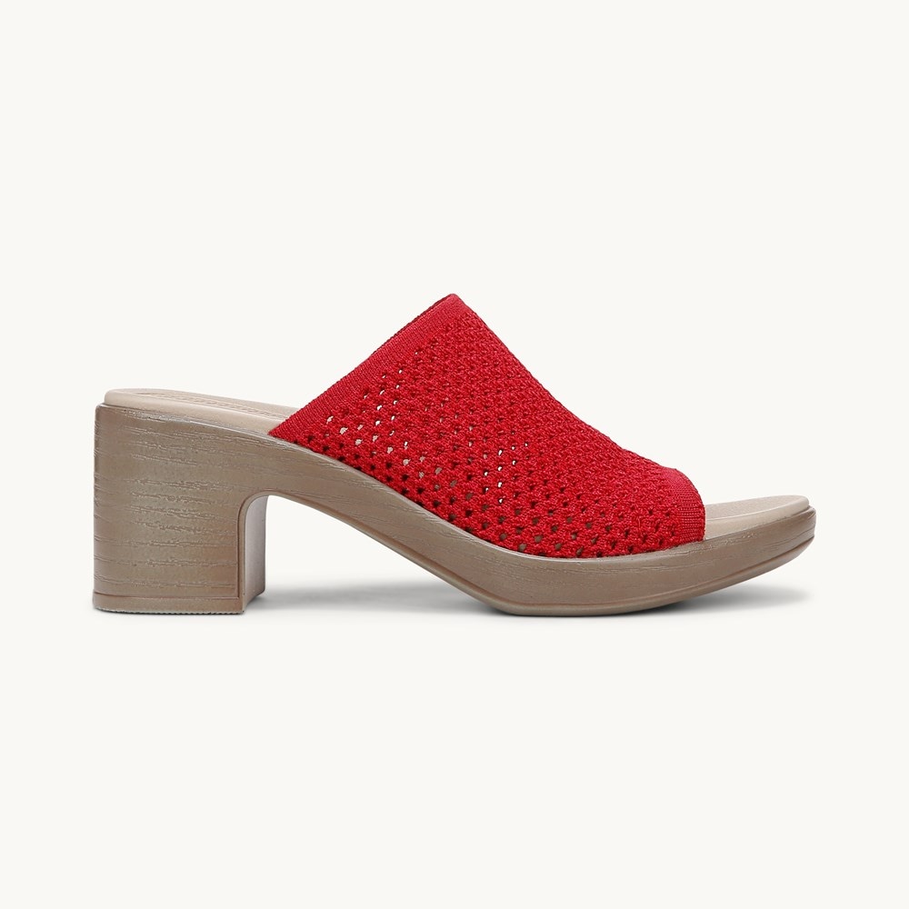 LifeStride Ella Block Heel Sandal - Fire Red Fabric