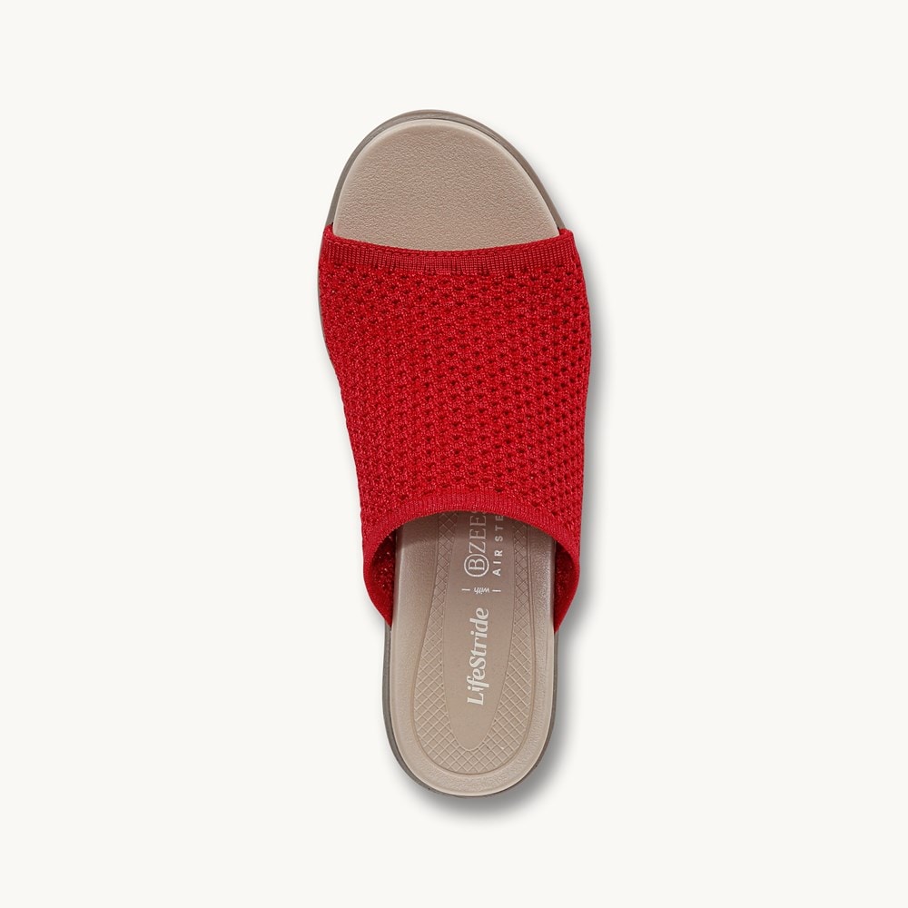 LifeStride Ella Block Heel Sandal - Fire Red Fabric