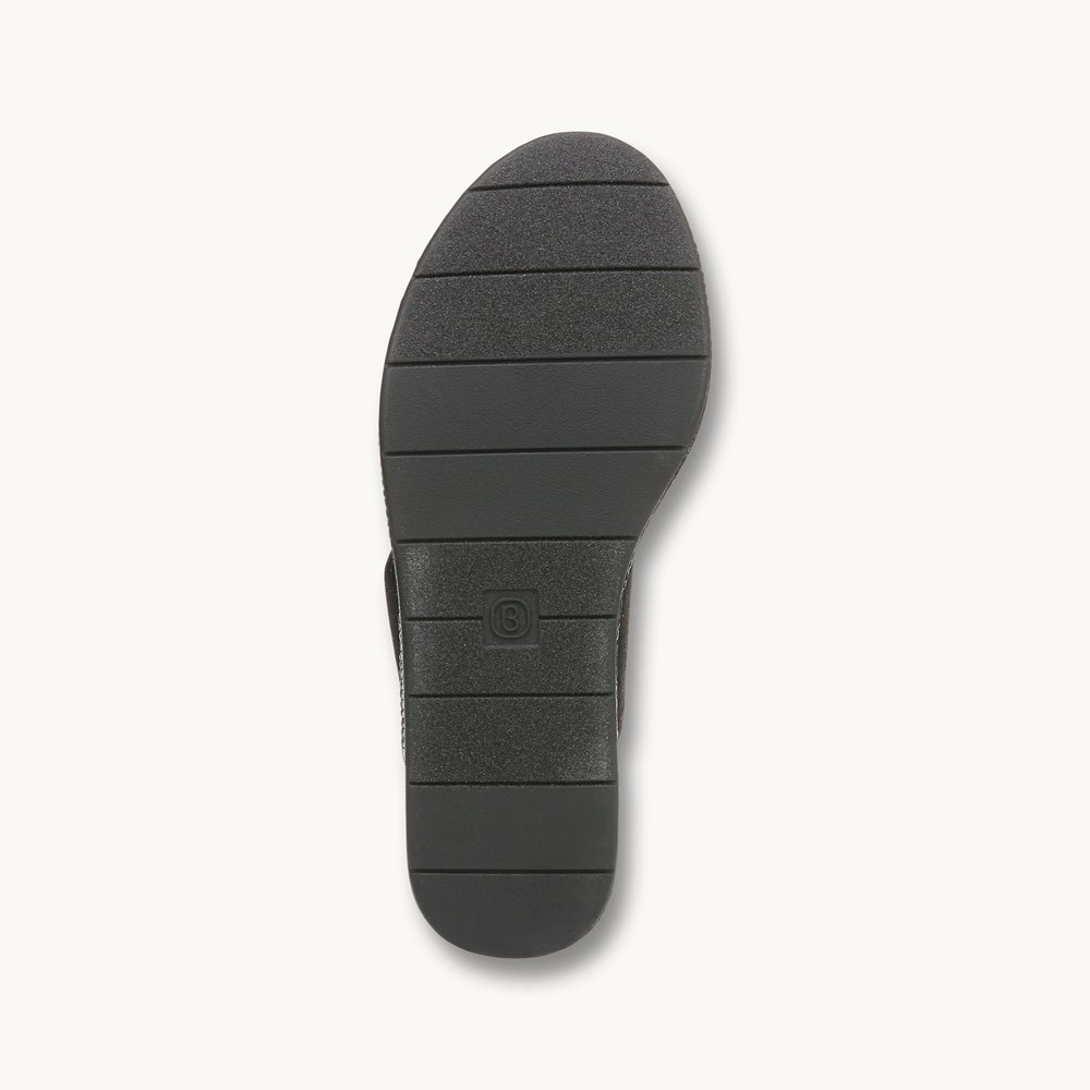LifeStride Bloom Wedge Sandal - Black Stretch Linen Fabric