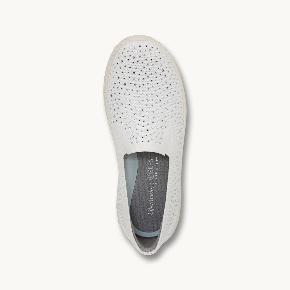 LifeStride Wednesday Bright Slip On - White Knit Fabric