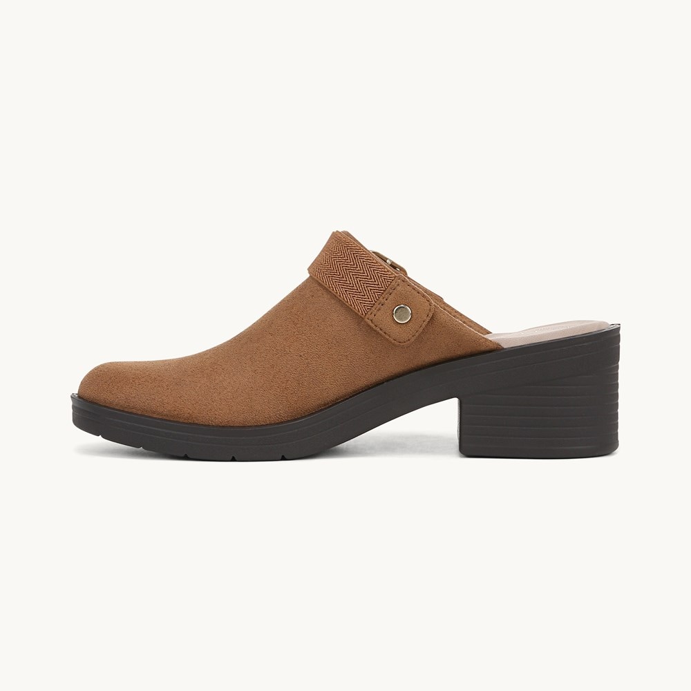 LifeStride Open Book Clog - Whiskey Tan Leather Fabric