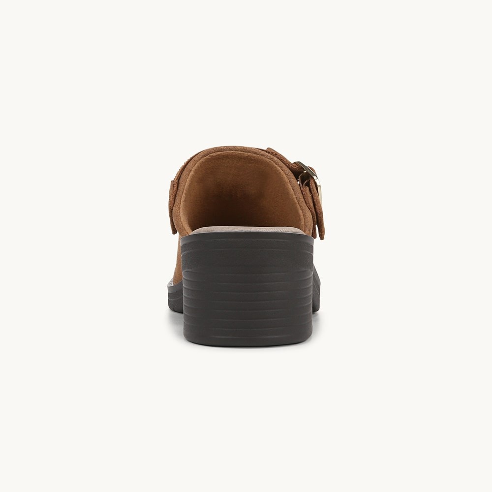 LifeStride Open Book Clog - Whiskey Tan Leather Fabric