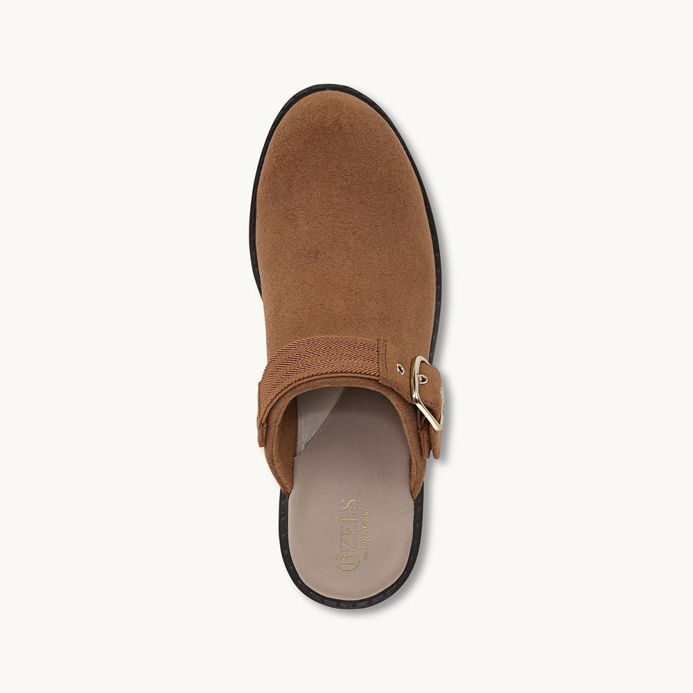 LifeStride Open Book Clog - Whiskey Tan Leather Fabric