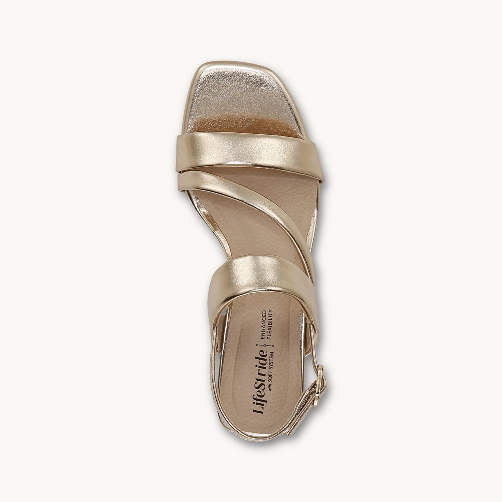 LifeStride Celia Strappy Sandal - Gold Faux Leather