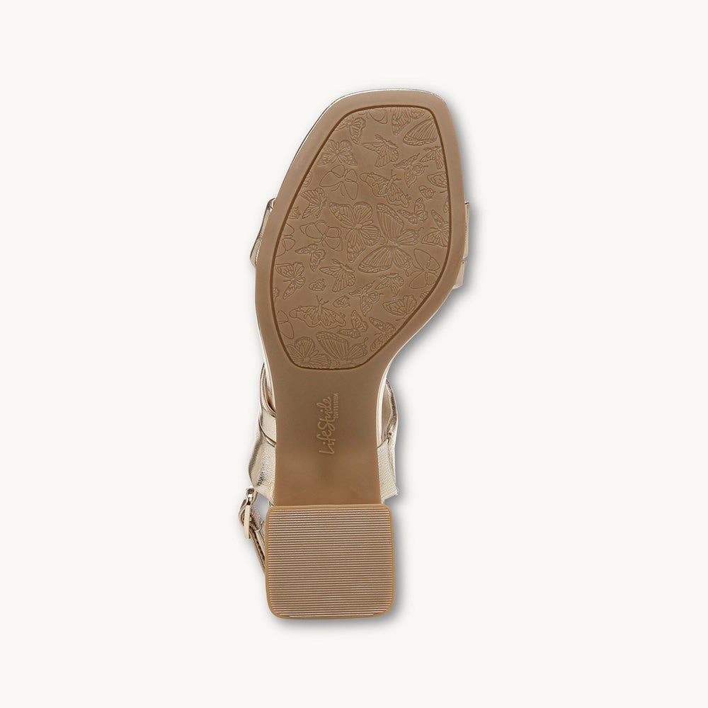 LifeStride Celia Strappy Sandal - Gold Faux Leather