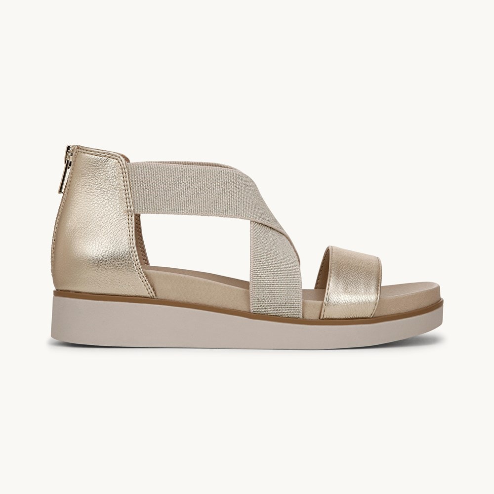 LifeStride Giselle Strappy Sandal - Gold Faux Leather