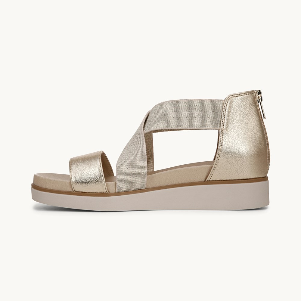 LifeStride Giselle Strappy Sandal - Gold Faux Leather
