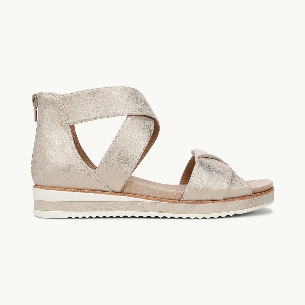 LifeStride Zoom Gladiator Sandal - Platino Gold Faux Leather