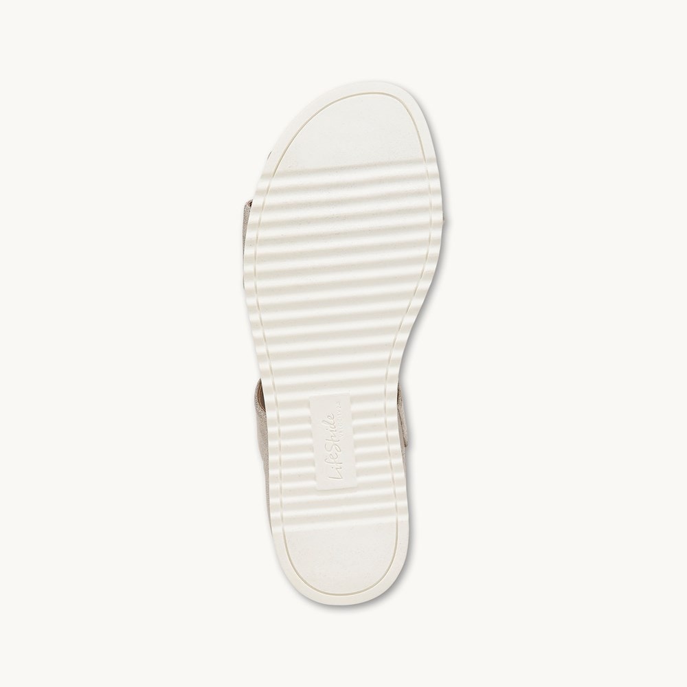 LifeStride Zoom Gladiator Sandal - Platino Gold Faux Leather