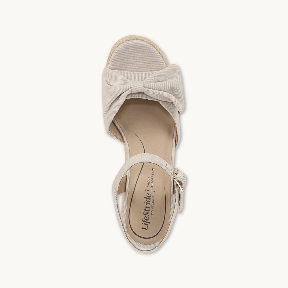 LifeStride Tahlia Wedge Dress Sandal - Bone White Fabric