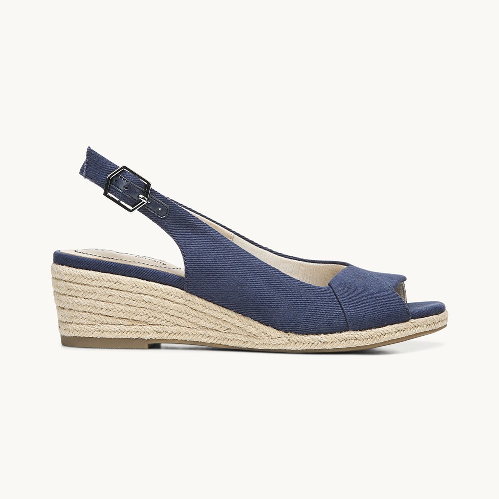 LifeStride Socialite Wedge Sandal - Luxe Navy Fabric